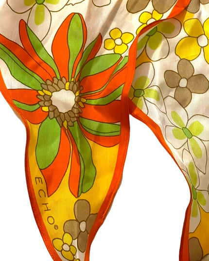 Echo SILK Floral Flower Hair wrap scarf diamond Groovy’ Daiseys