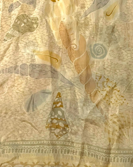 Vintage 1980s Liz Claiborne Shells ocean theme Silk scarf