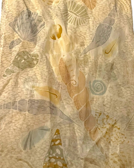 Vintage 1980s Liz Claiborne Shells ocean theme Silk scarf