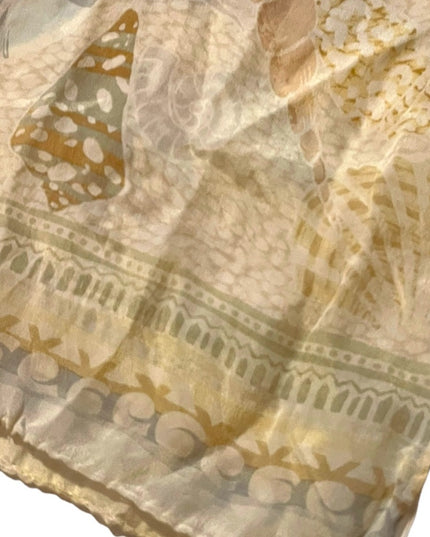 Vintage 1980s Liz Claiborne Shells ocean theme Silk scarf