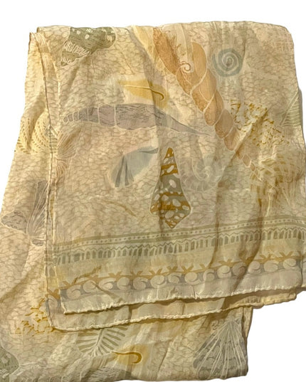Vintage 1980s Liz Claiborne Shells ocean theme Silk scarf