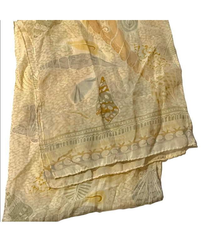 Vintage 1980s Liz Claiborne Shells ocean theme Silk scarf