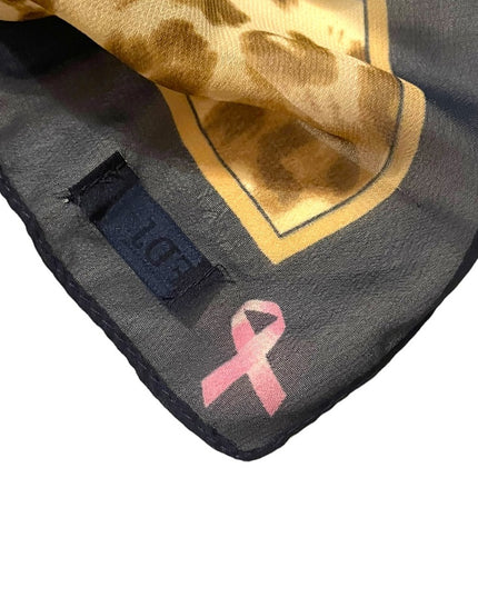FDJ Leopard print sheer Pink ribbon campaign scarf silk sheer