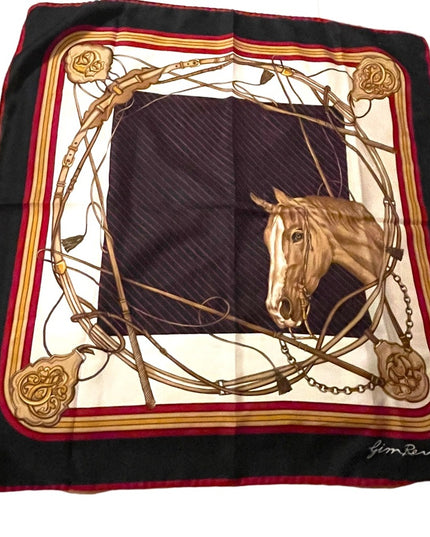 Vintage Gim Renoir Horse & bit chains ropes Printed scarf