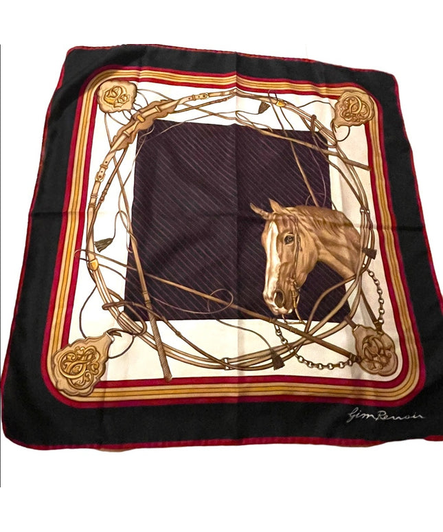 Vintage Gim Renoir Horse & bit chains ropes Printed scarf