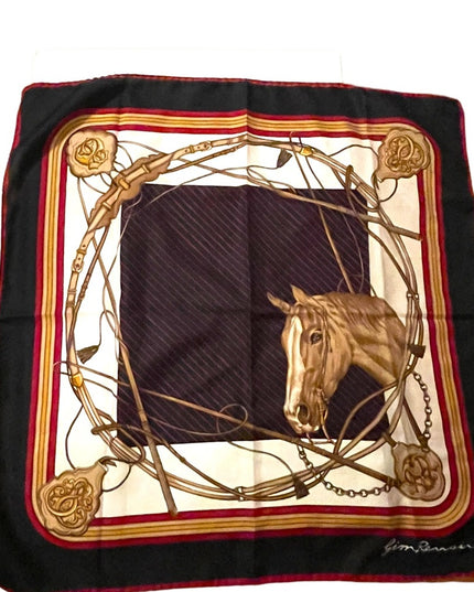 Vintage Gim Renoir Horse & bit chains ropes Printed scarf