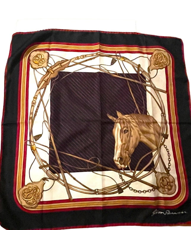 Vintage Gim Renoir Horse & bit chains ropes Printed scarf