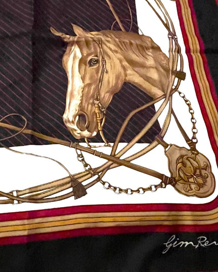 Vintage Gim Renoir Horse & bit chains ropes Printed scarf