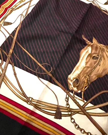 Vintage Gim Renoir Horse & bit chains ropes Printed scarf