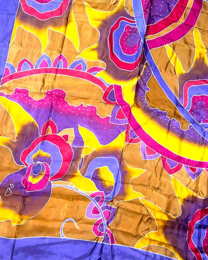 Karl Iskandar Tie dye effect abstract colorful purple orange scarf Silk