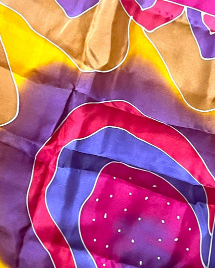 Karl Iskandar Tie dye effect abstract colorful purple orange scarf Silk