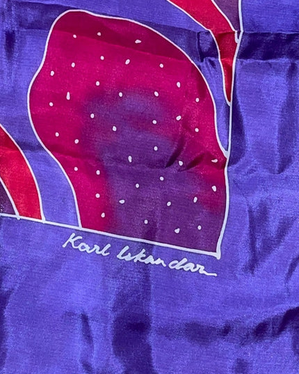Karl Iskandar Tie dye effect abstract colorful purple orange scarf Silk