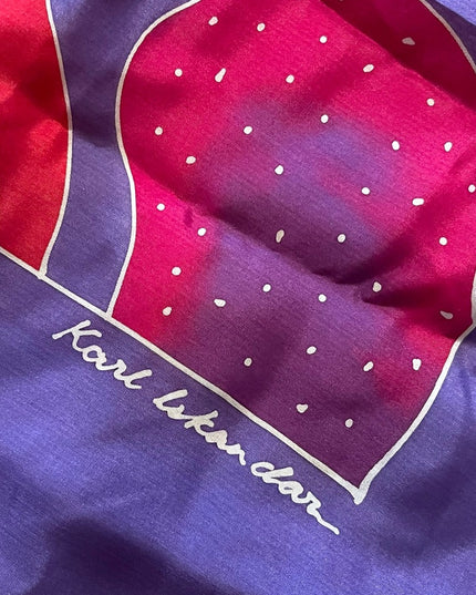 Karl Iskandar Tie dye effect abstract colorful purple orange scarf Silk