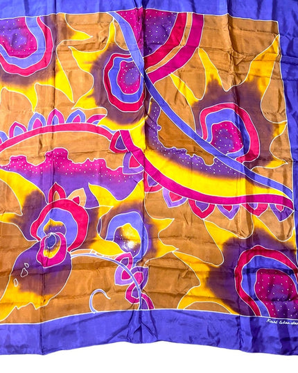 Karl Iskandar Tie dye effect abstract colorful purple orange scarf Silk