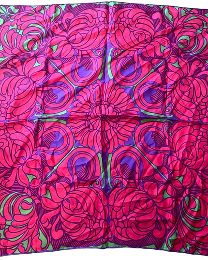 Vintage 1960s SILK Groovy pink flowers abstract Mandala scarf Richard Allen UK