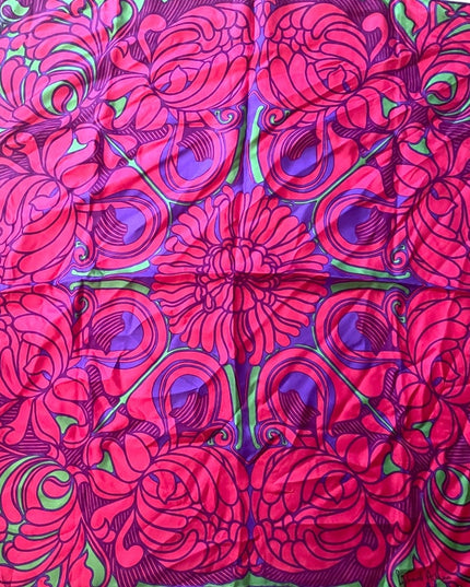 Vintage 1960s SILK Groovy pink flowers abstract Mandala scarf Richard Allen UK