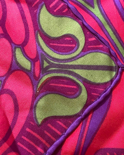 Vintage 1960s SILK Groovy pink flowers abstract Mandala scarf Richard Allen UK