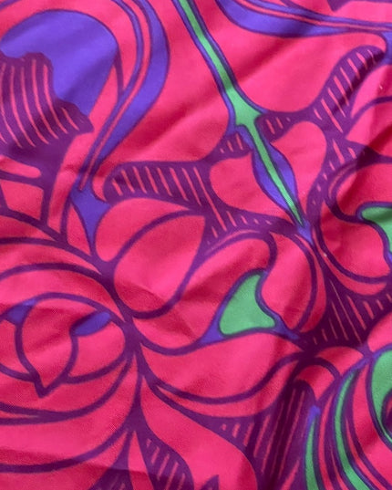 Vintage 1960s SILK Groovy pink flowers abstract Mandala scarf Richard Allen UK