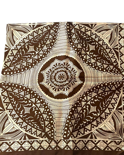 Adrienne Vittadini Brown cream silk lg mandala geometric design scarf