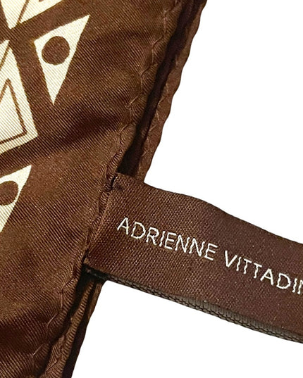 Adrienne Vittadini Brown cream silk lg mandala geometric design scarf