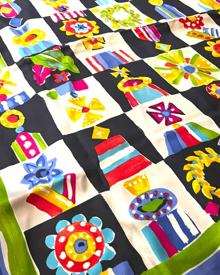 Emanuel Ungaro Vintage 1990s Silk Large scarf abstract Italy yellow