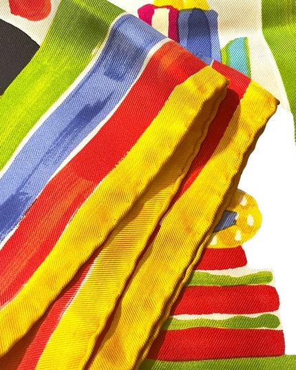 Emanuel Ungaro Vintage 1990s Silk Large scarf abstract Italy yellow