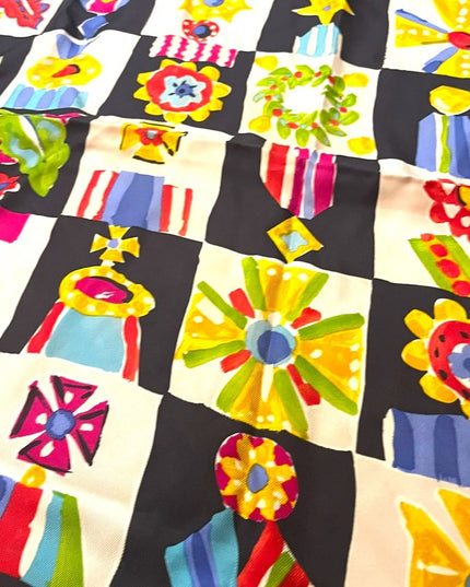 Emanuel Ungaro Vintage 1990s Silk Large scarf abstract Italy yellow