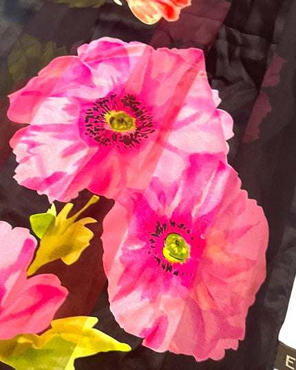 Echo SILK Flower sheer scarf Lovely colors pink black floral