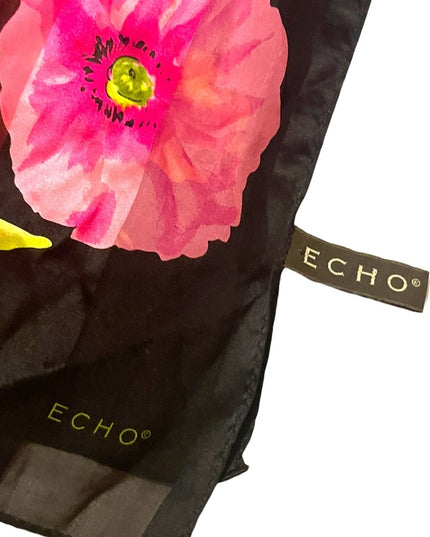 Echo SILK Flower sheer scarf Lovely colors pink black floral