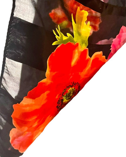 Echo SILK Flower sheer scarf Lovely colors pink black floral