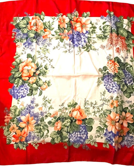 Vintage D Este Floral flowers scarf SILK Italy Italian