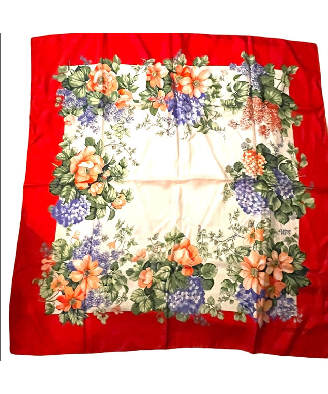 Vintage D Este Floral flowers scarf SILK Italy Italian