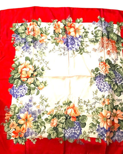 Vintage D Este Floral flowers scarf SILK Italy Italian
