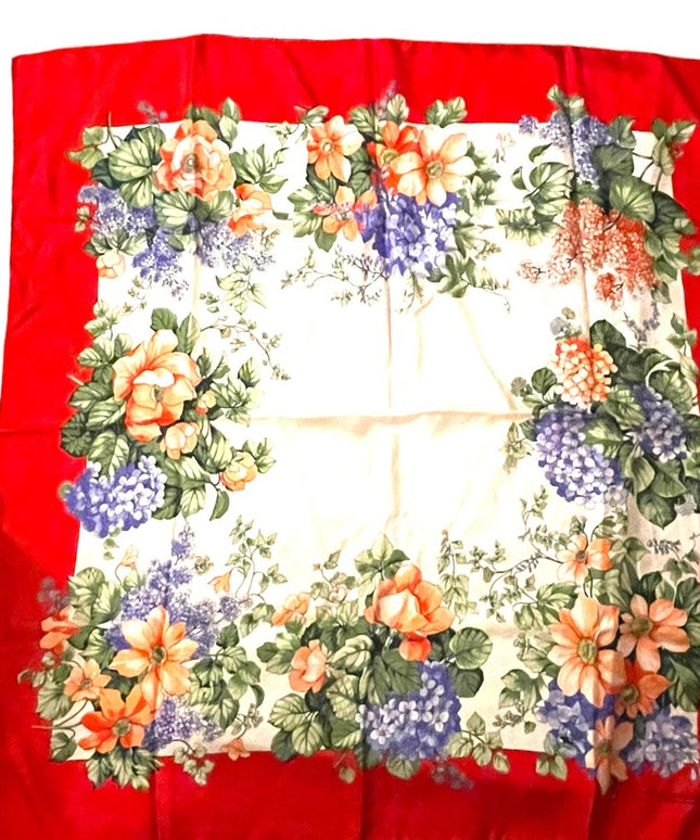 Vintage D Este Floral flowers scarf SILK Italy Italian