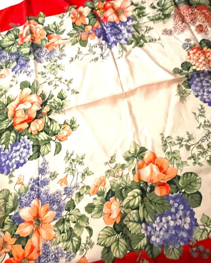 Vintage D Este Floral flowers scarf SILK Italy Italian