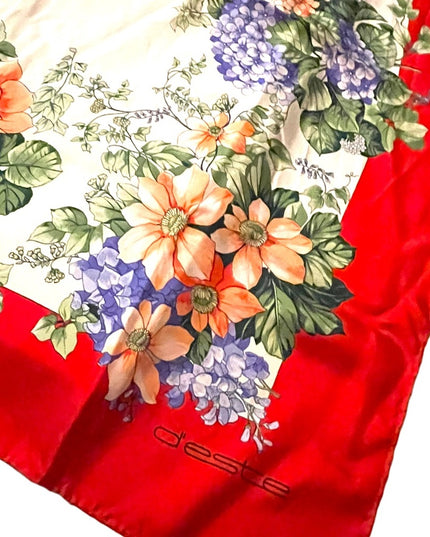 Vintage D Este Floral flowers scarf SILK Italy Italian