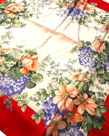 Vintage D Este Floral flowers scarf SILK Italy Italian