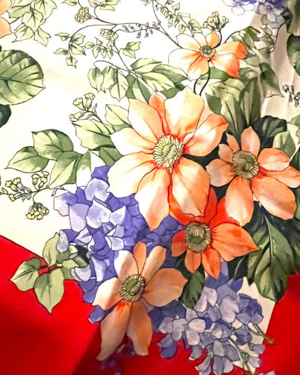 Vintage D Este Floral flowers scarf SILK Italy Italian