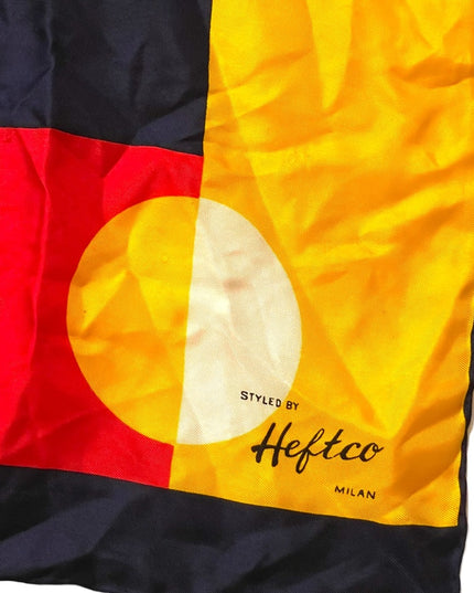Heftco Milan Italy Geometric SILK Scarf yellow red blue
