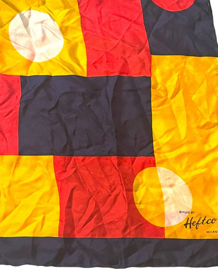 Heftco Milan Italy Geometric SILK Scarf yellow red blue