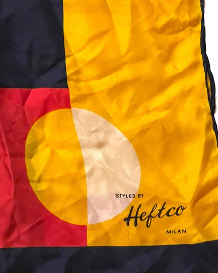 Heftco Milan Italy Geometric SILK Scarf yellow red blue