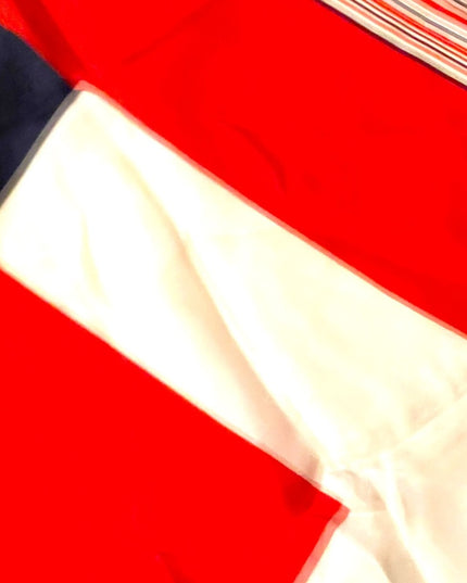 Vintage 1960s J D’Ormont Paris Red White Blue stripe Nautical SILK Scarf