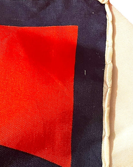 Vintage 1960s J D’Ormont Paris Red White Blue stripe Nautical SILK Scarf