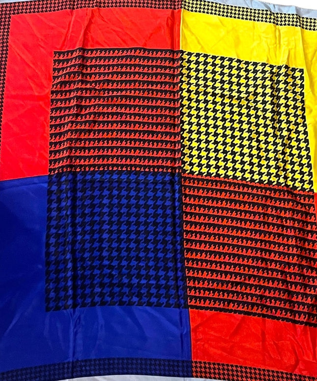 Vintage 1980s Liz Claiborn Multicolor SILK Houndstooth Scarf Square