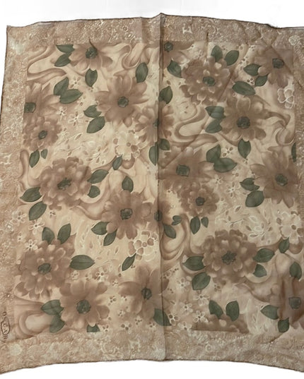 Oscar De Laurenta Floral flower Silk Chiffon Scarf