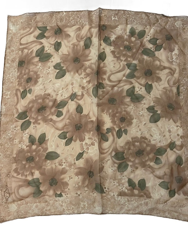 Oscar De Laurenta Floral flower Silk Chiffon Scarf