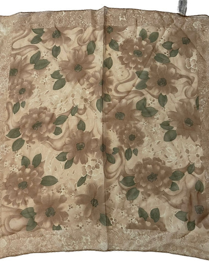 Oscar De Laurenta Floral flower Silk Chiffon Scarf