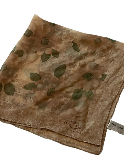 Oscar De Laurenta Floral flower Silk Chiffon Scarf