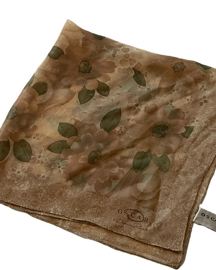 Oscar De Laurenta Floral flower Silk Chiffon Scarf