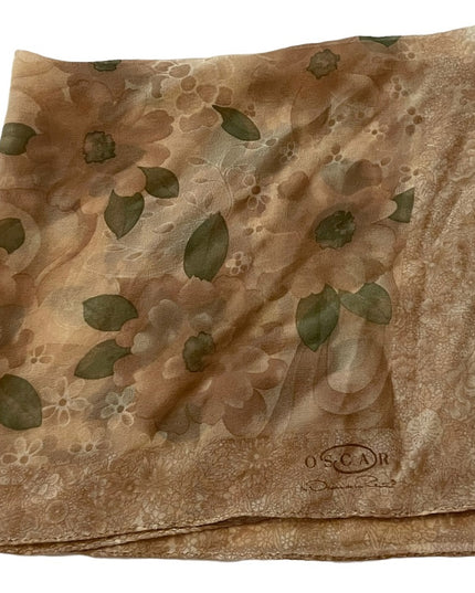 Oscar De Laurenta Floral flower Silk Chiffon Scarf